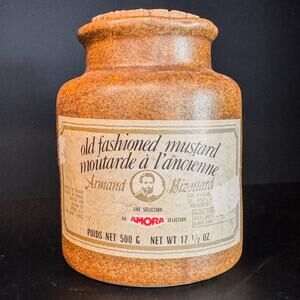 Vintage 1940 French 'Moutarde a l'Ancienne' Mustard Pot w/ Lid, Country Cottage